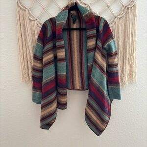 Lauren Ralph Lauren Southwestern Striped Wool/Linen Blend Cardigan size S/M